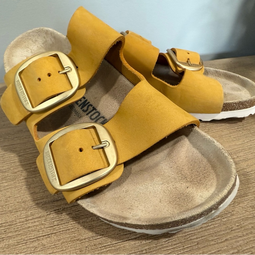 Women’s Birkenstock Arizona Big Buckle Slide Yellow Sandals
